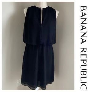 NWT Banana Republic Sheer Overlay Sleeveless Black Dress, 4